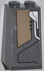 Lego Slope 75 2 x 2 x 3 - Solid Studs with Dark Tan Trapezoid, Black Line and 3 Green Dots Pattern (Sticker) - Set 76009