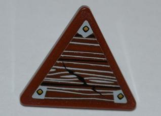 Lego Road Sign 2 x 2 Triangle with Clip with Wood Grain and 3 Nails Pattern Model Right Side (Sticker) - Set 9446