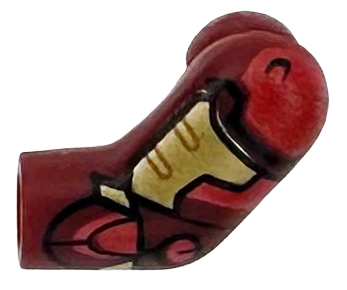 Lego Arm, Left with Gold Armor Plates, Red Shoulder and Panels with Black Outlines Pattern / Dark Red