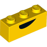 Lego Brick 1 x 3 with Black Mouth print / Yellow