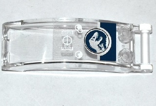 Lego Windscreen 6 x 2 x 2 with Bar Handle with Head-Up Display (HUD), Gauges and Jurassic World Logo Pattern (Sticker) - Set 75919