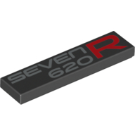 Lego Tile 1 x 4 with Silver 'SEVEN 620' and Red 'R' Print