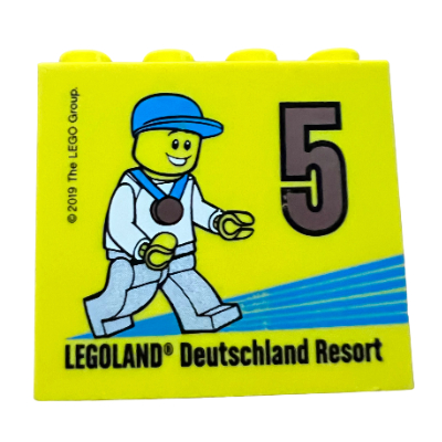 Lego Brick 2 x 4 x 3 with 'Besuchsmeister 5 Bronze 2019 Legoland Deutschland Resort' Print / Yellow