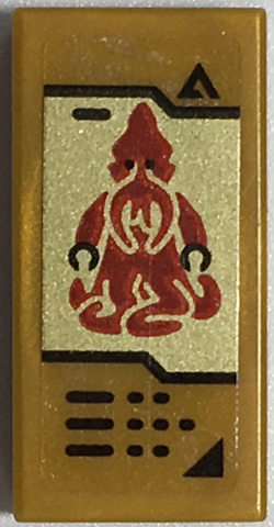 Lego Tile 1 x 2 with Buttons and Red Atlantis Squid Warrior on Gold Background Pattern (Sticker) - Set 70657