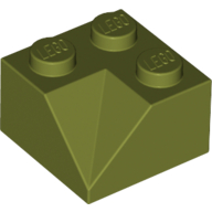Lego Brick Sloped 45° 2 x 2 Double Concave / Olive Green