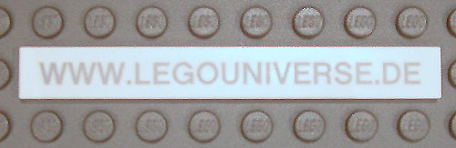 Lego Tile 1 x 8 with 'WWW.LEGOUNIVERSE.DE' Pattern / White