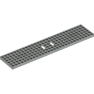 Lego Vehicle Base, Train 6 x 28 with Two 1 x 2 Openings [3 Round Holes Each End] / Light Gray