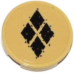 Lego Tile, Round 2 x 2 with Bottom Stud Holder with 4 Black Diamonds Pattern (Sticker) - Set 76053