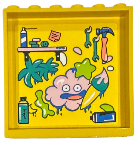 Lego Panel 1 x 6 x 5 with Shelves, Hammer, Wrenches, Spray Paint Cans, Graffiti Face and Paint Splotches Pattern (Sticker) - Set 41751