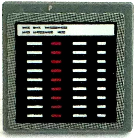 Lego Road Sign 2 x 2 Square with Open O Clip with Computer Screen with Red and White Lines in Black Window Pattern (Sticker) - Set 75883