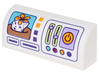 Lego Slope, Curved 1 x 4 x 1 1/3 with Printer Display with Portrait of Cat, Buttons and Slides Pattern (Sticker) - Set 41305