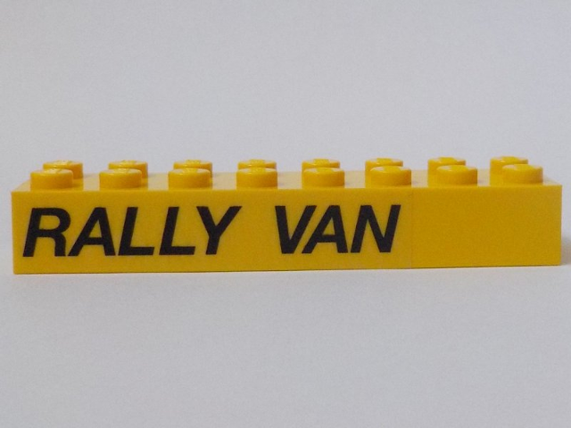 Lego Brick 2 x 8 with 'RALLY VAN' Pattern Model Right Side (Sticker) - Set 5550