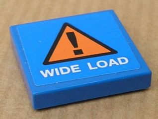Lego Tile 2 x 2 with 'WIDE LOAD' and Orange Warning Triangle Pattern (Sticker) - Set 8147