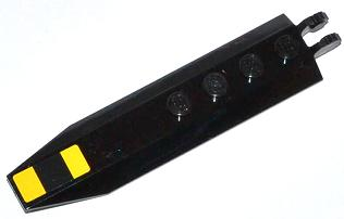 Lego Hinge Plate 1 x 8 with Angled Side Extensions with 2 Yellow Stripes Pattern (Sticker) - Sets 60021 / 60086 / 60167 / 60207 / Black