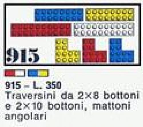 Lego 6 bricks with 16 and 20 studs and 3 Angle Bricks White/Red