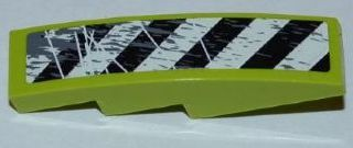Lego Slope, Curved 4 x 1 with Black and White Danger Stripes and Splatters Pattern Model Right Side (Sticker) - Set 8961