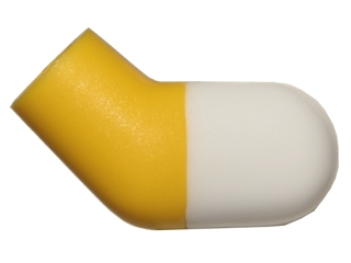 Lego Arm, Left with Molded White Short Sleeve  Pattern / Yellow