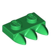 Lego Plate Special 1 x 2 with Three Teeth [Tri-Tooth] / Green