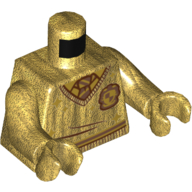 Lego Torso Sweater, V-Neck with Hogwarts Crest and Tie Print, Pearl Gold Arms and Hands / Pearl Gold