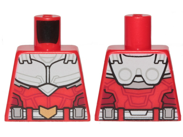 Lego Torso Armor White with Black Muscles Outline and White Belt with Gold Buckle Pattern / Red