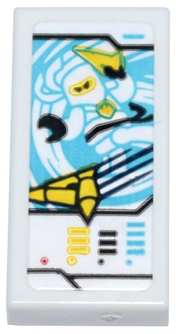 Lego Tile 1 x 2 with Ninjago Trading Card Game Zane Pattern (Sticker) - Set 71799 / White
