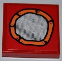 Lego Tile 2 x 2 with Mirror Round with Orange Frame Pattern (Sticker) - Set 3834