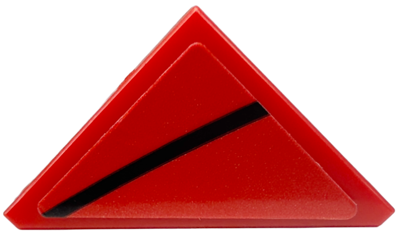 Lego Tile, Modified 2 x 2 Triangular with Black Curved Stripe Pattern Model Left Side (Sticker) - Set 76916 / Red