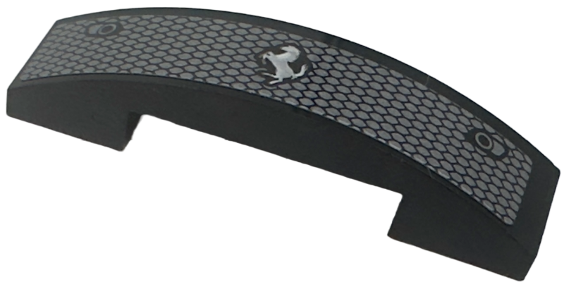 Lego Slope, Curved 4 x 1 x 2/3 Double with Silver Ferrari Logo on Dark Silver Grille Pattern (Sticker) - Set 76914