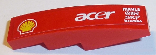 Lego Slope, Curved 4 x 1 with Shell Logo, 'acer', 'MAHLE', 'OMR', 'SKF' and 'brembo' Pattern Model Left Side (Sticker) - Sets 8168 / 8185