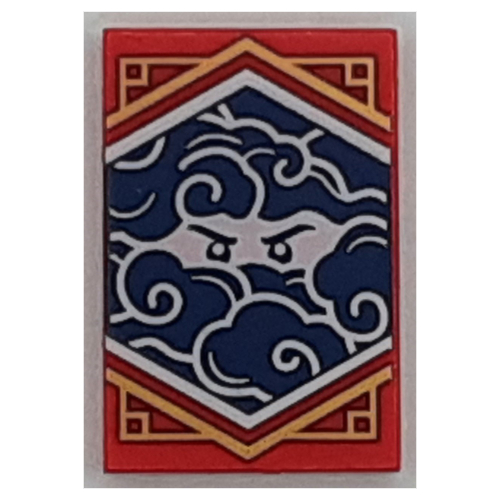 Lego Tile 2 x 3 with Blue Ninjago Flag Print