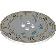 Lego Plate Special Round 8 x 8 with 2 x 2 Center Studs with Clock Face, Medium Blue Flying Figures Print
