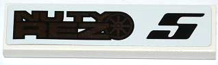 Lego Tile 1 x 4 with 'NUTY REZ' and Black Number '5' Pattern Model Left Side (Sticker) - Set 8149 / White