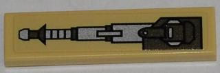 Lego Tile 1 x 4 with Gun Turret Top Half Pattern Model Left Side (Sticker) - Set 76001 / Tan