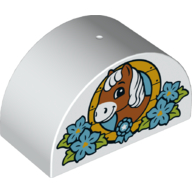 Lego Duplo Brick 2 x 4 x 2 Curved Top with Horse Head in Flowers Print