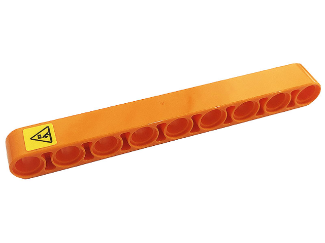 Lego Technic, Liftarm Thick 1 x 9 with Yellow Danger Sign Pattern (Sticker) - Set 42128