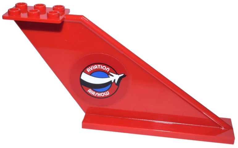 Lego Tail 12 x 2 x 5 with White 'AVIATION AIRSHOW' and Airplane with Contrail Pattern on Both Sides (Stickers) - Set 60103