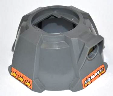 Lego Air Blast Launcher Base (Racers) with Flames on Both Sides and White 'AIR BLAST!' Pattern (Stickers) - Set 7971 / Dark Bluish Gray