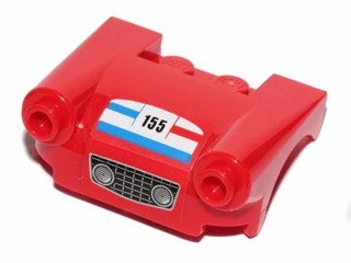 Lego Vehicle, Mudguard 3 x 4 with Grille, Headlights, Blue and Red Stripes and '155' Pattern (Stickers) - Set 30193