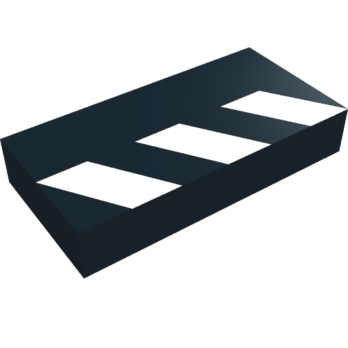 Lego Tile 1 x 2 with Partial White Stripes Print / Black