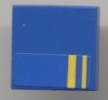 Lego Tile 2 x 2 with 2 Half Yellow Stripes Pattern (Sticker) - Set 8124