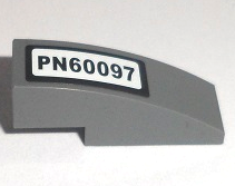 Lego Slope, Curved 3 x 1 with 'PN60097' Pattern (Sticker) - Set 60097