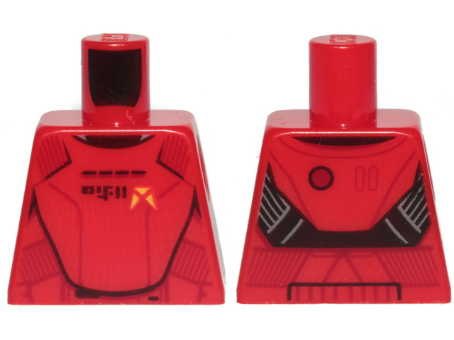 Lego Torso SW Armor Sith Jet Trooper Ep. 9 with Black Lines Pattern / Red