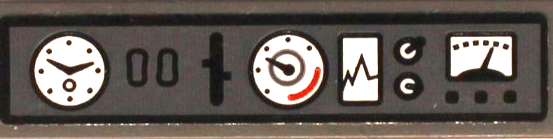 Lego Tile 1 x 4 with Dashboard / Control Panel with White Gauges and Graph and Black Lever and Buttons Pattern (Sticker) - Set 60216