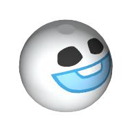 Lego Technic Ball Joint, Black Eyes and Blue Smile Print (Snowgie Head) / White