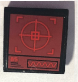 Lego Slope, Curved 2 x 2 x 2/3 with Red Radar on Computer Screen Pattern (Sticker) - Set 79116 / Black