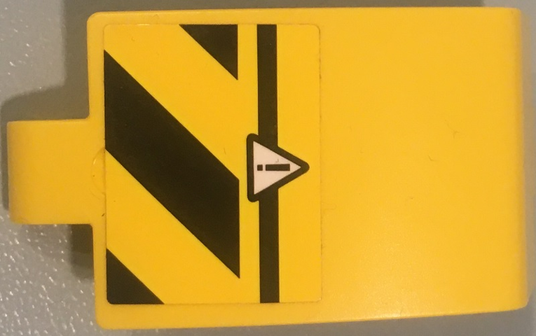 Lego Technic, Panel Curved 3 x 5 x 3 with Exclamation Mark in Danger Triangle and Black and Yellow Danger Stripes Pattern Model Left Side (Sticker) - Set 42049 / Yellow