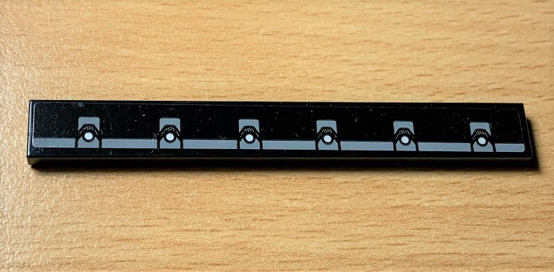 Lego Tile 1 x 8 with Metal Rivets Pattern (Sticker) - Set 42078 / Black