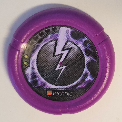 Lego Large Figure Throwing Disk, Electro / Energy, 2 Pips, Lightning Logo Print / Purple