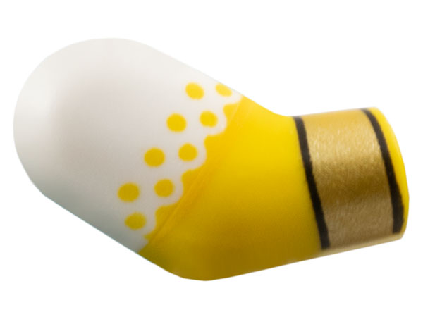 Lego Arm, Right with Molded White Short Sleeve and Printed Yellow Dots, Gold Bracelet Pattern / Yellow