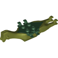Lego Animal Body Part, Dinosaur, Pteranodon Body, 4 Studs, 6 Clips with Dark Green Top / Olive Green